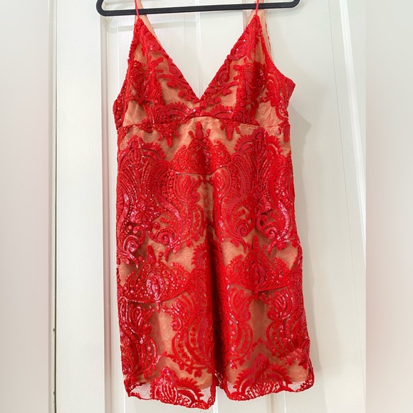 Free People Red Sequin Night Shimmers Mini Dress - Picture 6 of 17